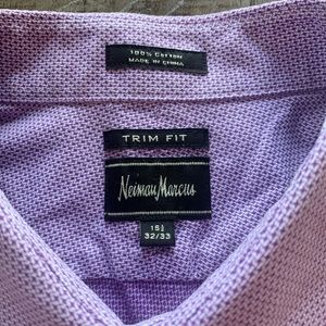 Neiman Marcus button up dress shirt. 15.5 32/33 lavender pattern